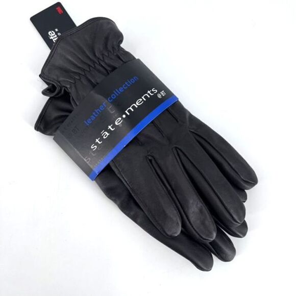 NWT Thinsulate BT Statements Leather Black Men’s Gloves Mittens medium 40 gram u - Picture 1 of 6